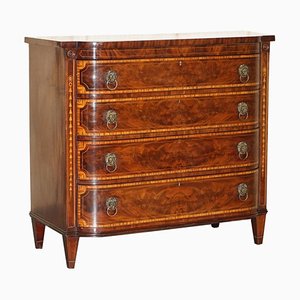 Sheraton Flamed Hardwood Lion Head Handle Chest of Drawers, 1859