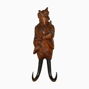 Crochet Fouet en Renard Sculpté à la Main de la Forêt-Noire, 1880