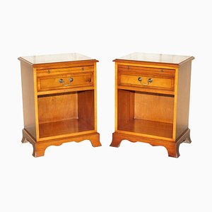 Vintage Burr Yew Wood Side Tables, Set of 2
