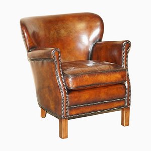 Heritage Hand Dyed Cigar Brown Leather Armchair