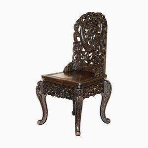Antique Chinese Qing Dynasty Carved Dragon Throne Armchair, 1920s