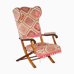 Fauteuil Pliant Kilim Victorien Military Campaign, 1880s