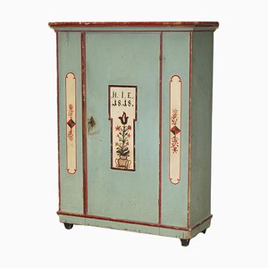 Armoire de Mariage Peinte à la Main Bleu Aqua, Allemagne, 1818