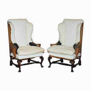 Poltrone Wingback destrutturate georgiane di William Morris Arms, anni '20, set di 2