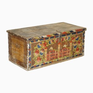 Romanian Blanket Chest with Church Painting, 1880s