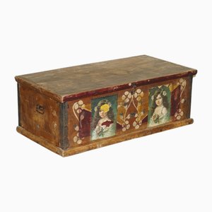 Romanian Blanket Trunk with Painted Children Portraits, 1900s