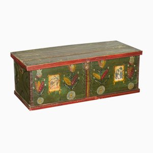 Romanian Blanket Chest Coffer Trunk with Married Couples Motif, 1900s