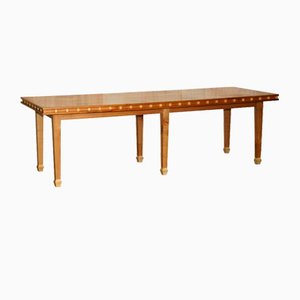 Long Large Refectory Dining Table with Top in Satinwood & Birch