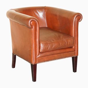 Fauteuil Club Tub en Cuir Marron de Laura Ashley