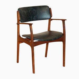 Fauteuil en Teck et Cuir Noir par Peter Lovig Nielsen pour Mobelfabrik, Danemark, 1961