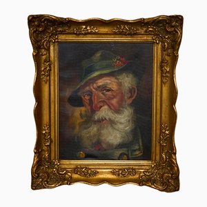 Artista holandés, hombre con cabello gris y gorra, óleo sobre lienzo, enmarcado