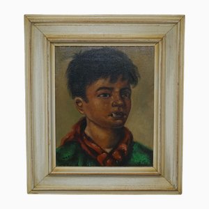 Janson, Young Boy Smoking, 1930, Huile sur Toile, Encadrée