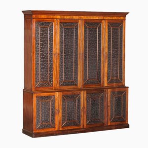 Victorian Hardwood & Embossed Leather Library Bookcase