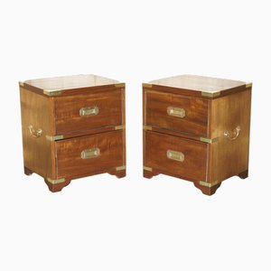 Kennedy Military Campaign Bedside Table Drawers from Harrods London, Set of 2