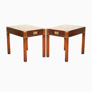 Hardwood Military Campaign Single Drawer Tables from Harrods Kennedy, Set of 2