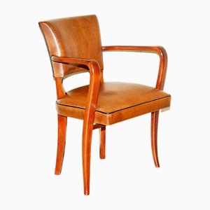 Art Deco Brown Leather Office Desk Chair Sculpted Frame from Ralph Lauren