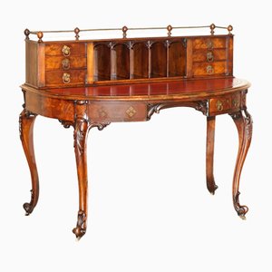 Antique Oxblood Leather Demilune Gallery Desk from Patrick Beakey Dublin, 1850