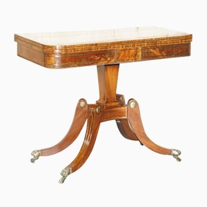 Tavolo da gioco antico Regency in legno duro e ottone, 1815