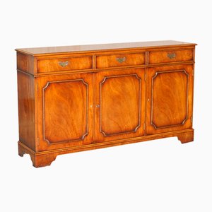 Vintage Flamed Hardwood Sideboard Bookcase with Three Large Drawers