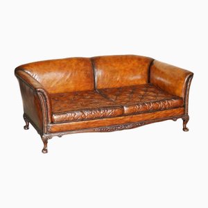 Sofá Chesterfield victoriano grande de cuero marrón de Howard & Sons