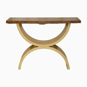 Large Burr Walnut, Satinwood & Oak Console Table by Andrew Varah