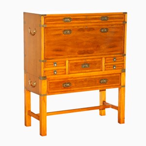 Burr Yew Wood & Green Leather Secretaire from Harrods Kennedy