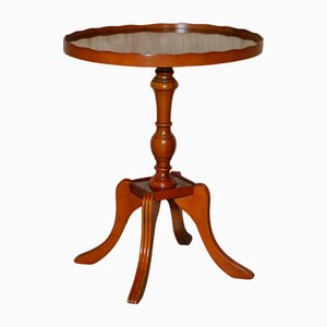 Decorative Burr Yew Wood Side Table with Gallery Rail