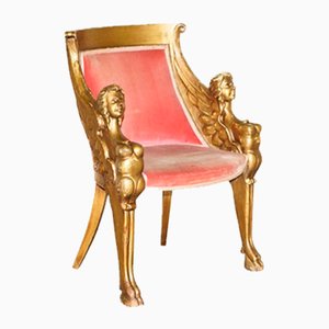 George III Hand Carved Giltwood Armchair after Thomas Hope, 1780