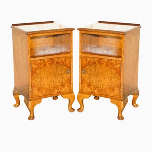 Burr Walnut Nightstands from Alfred Cox, 1950s, Set of 2