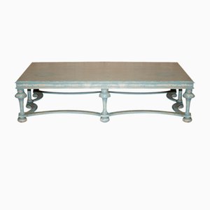 Solid Six Pillar French Country House Coffee Table in Original Paint