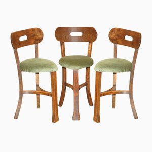 Antique Primitive Arts & Crafts Elm Chairs, Set of 3