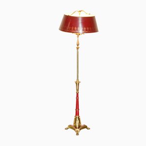 Regency Brass Hand Painted Floor Lamp with Paw Feet, 1930s