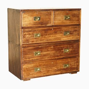 Hardwood Military Officers Campaign Chest of Drawers, 1880s