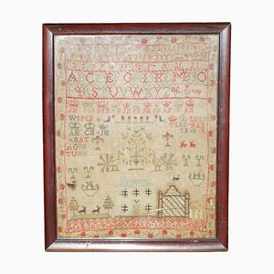 Antique Margret McDonald of Scotland 10 anni Guglielmo IV Needlework Sampler, 1830