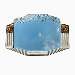Specchio Art Déco vintage con placca fortemente volpe, anni '20