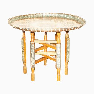 Moroccan Brass Topped Folding Occasional Table, 1920