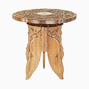 Antique Burmese Carved Rosewood Octagonal Folding Table