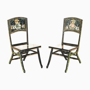 Set of Antique Indian Chinoiserie Campaign Folding Chairs