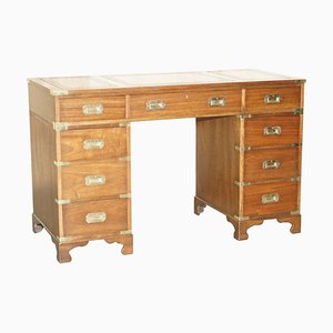 Kennedy Brown Leather Military Campaign Pedestal Desk from Harrods
