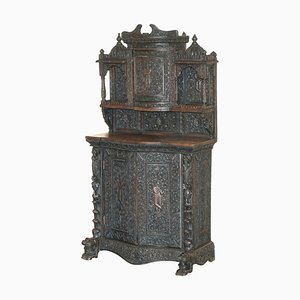 Ornately Hand Carved Burmese Temple Cabinet, 1860s