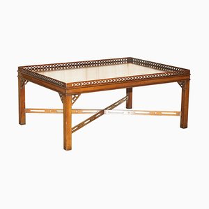 Large Hardwood Fret Work Carved Coffee Table, 1890s