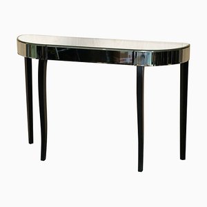 Mirrored Single Drawer Demi Lune Console Table