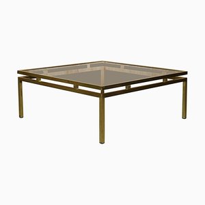 Mid-Century Modern Paris Couchtisch aus Rauchglas aus Messing von Maison Jansen, 1950er