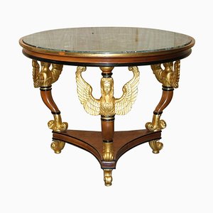 Vintage Egyptian Revival Sphinx Giltwood & Marble Centre Occasional Table
