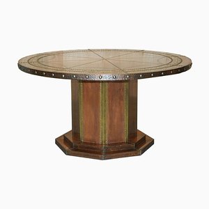 Vintage Hand Hammered Copper & Brass Round Dining Table in the style of Medieval
