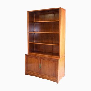 Teak Open Bookcase with Adjustable Shelves & Cupboard
