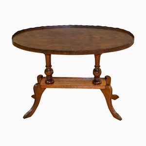 Antique Regency Oval Yew Wood Pie Crust Edge Coffee Table on Saber Feet