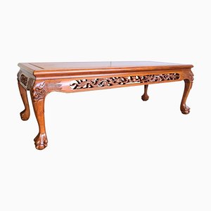 Asian Hand Carved Coffee Table with Dragons Claw Ball Feet
