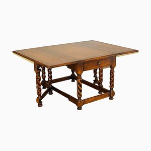 Drop Leaf Dining Table with Leather Top and Gate Legs