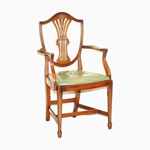 Wheatgrass Carver Desk Armchair in Hardwood & Green Leather